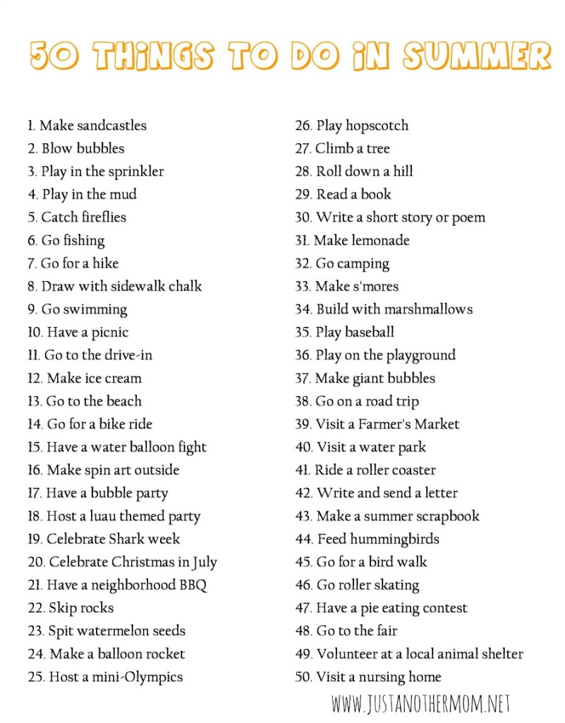 50 Things To Do In Summer