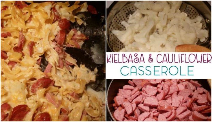In need of an easy casserole idea for dinner? Try this delicious kielbasa and cauliflower casserole.