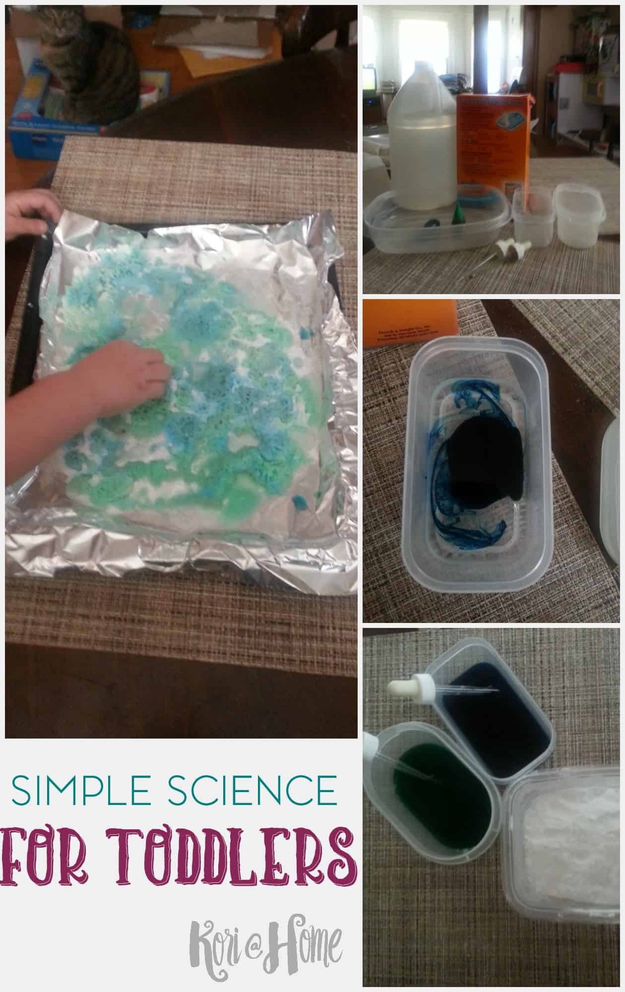 We're going to start a series of simple science for toddlers experiences and first up is a classic: baking soda and vinegar.