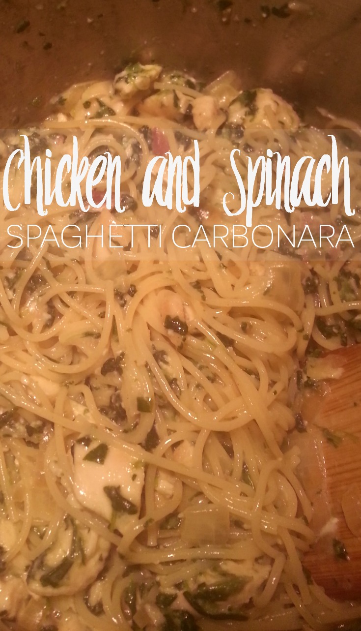 A simple twist on a carbonara gave us this delicious chicken and spinach carbonara dish.